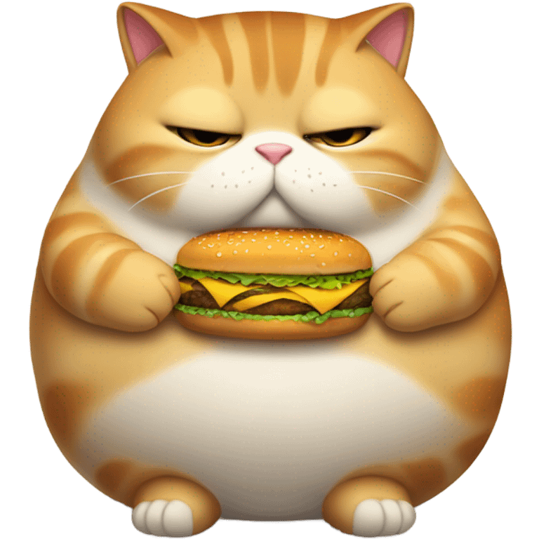 fat obese cat crying holding a burger emoji