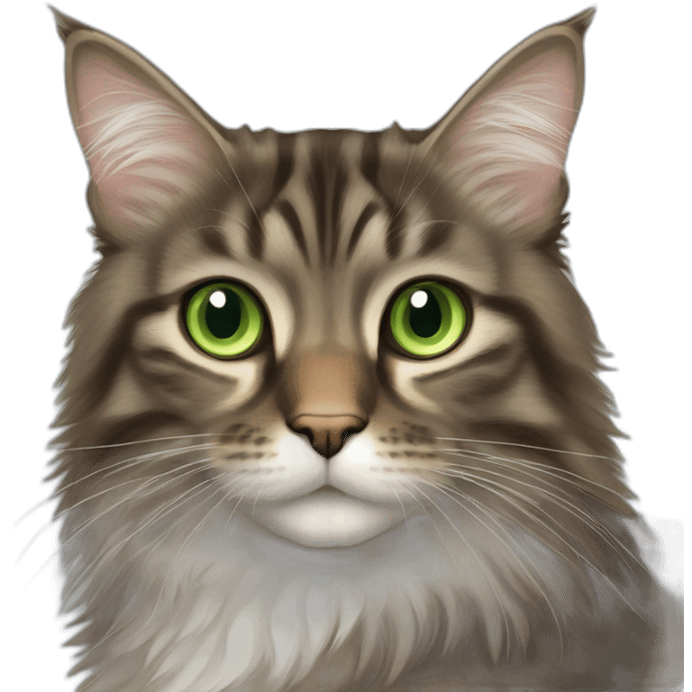 dark-brown-tabby-green-eyed-norwegian-forest-cat emoji