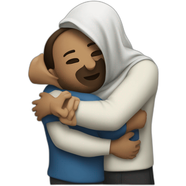 A hebrew hugging a Palestinian emoji