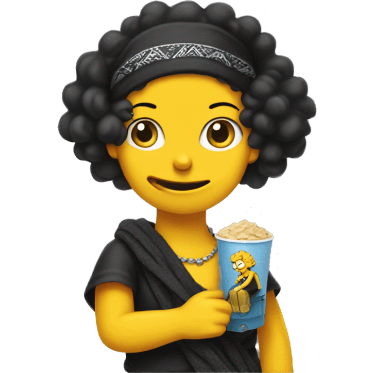 Lisa Simpson in a black bandana with Bonnom in her hands emoji