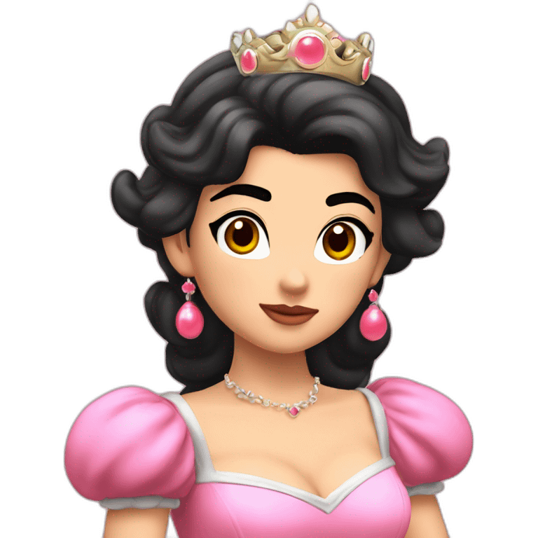 Princess Peach from Super Mario and she has dark curly hair emoji