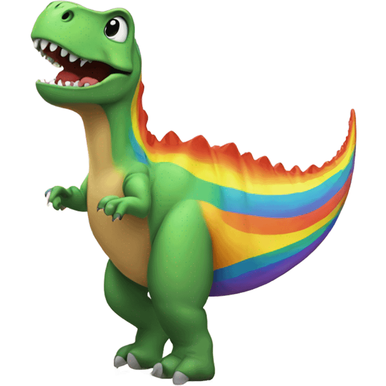 Dino dancing on a rainbow  emoji