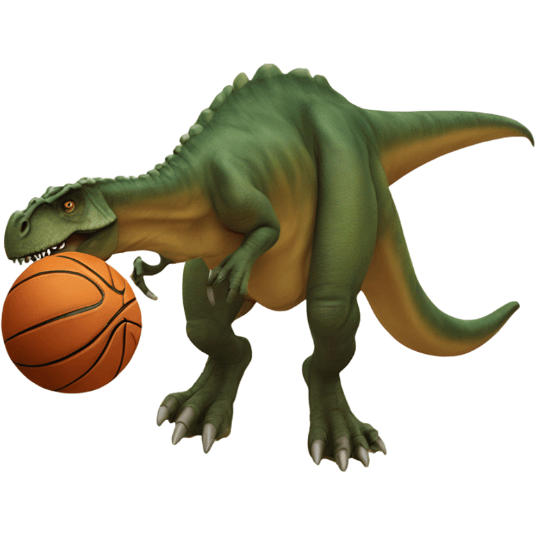 Dinosaur dunking a basketball emoji