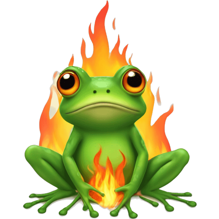 Frog surrounded by fire emoji