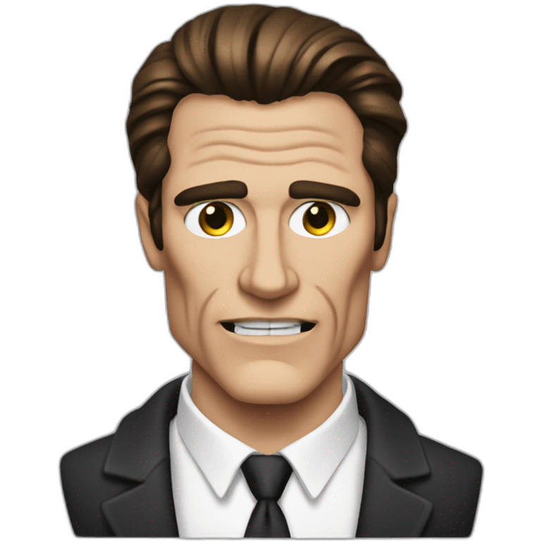 Patrick bateman, square jaw, grimace emoji