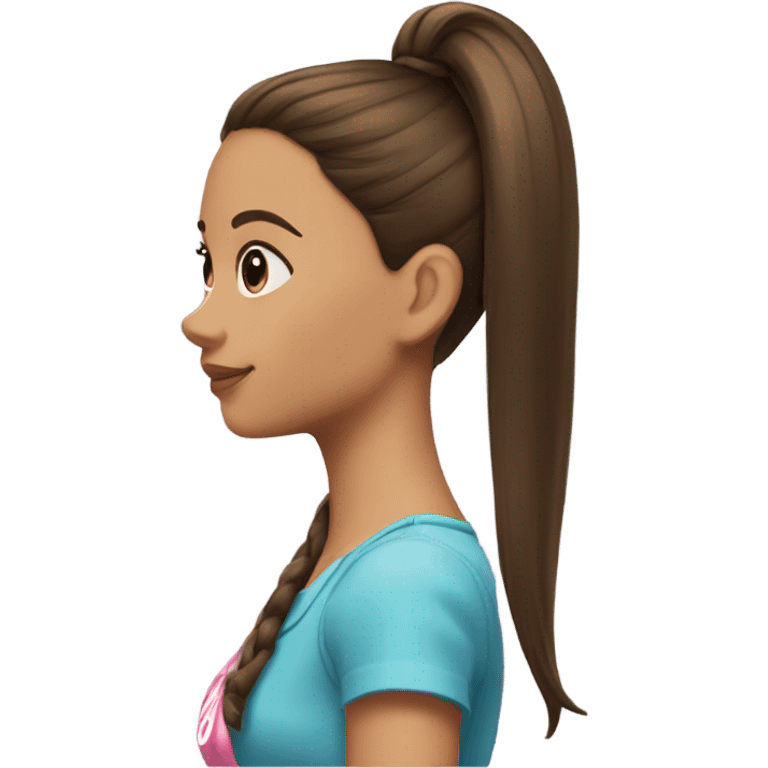 girl side profile brunette barbie style ponytail  emoji