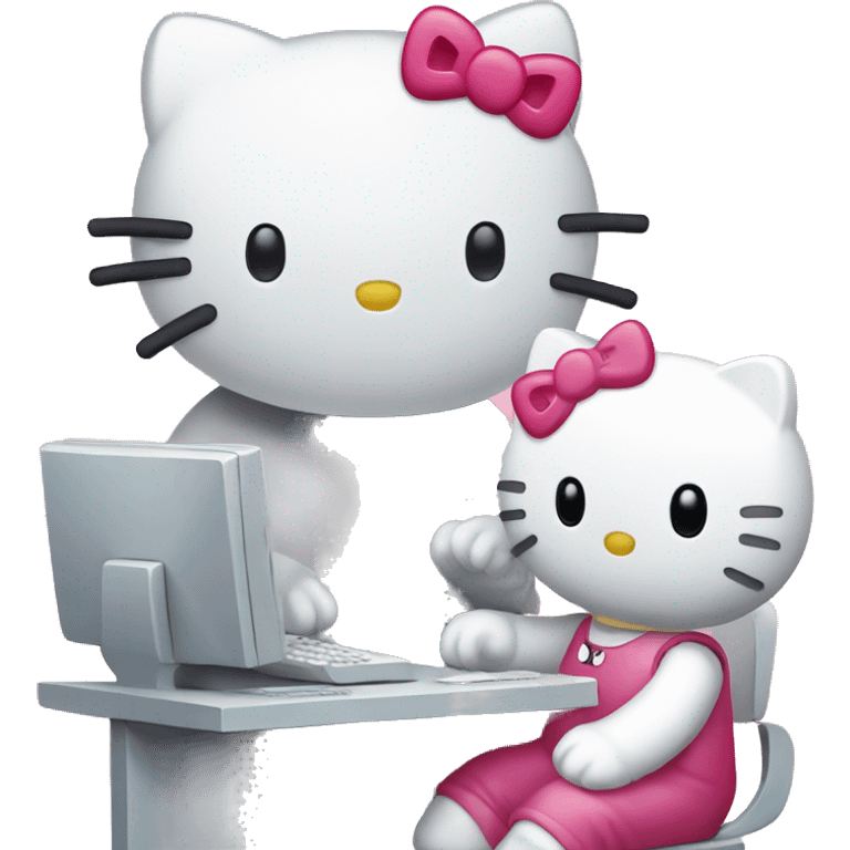 Hello kitty typing on a computer  emoji