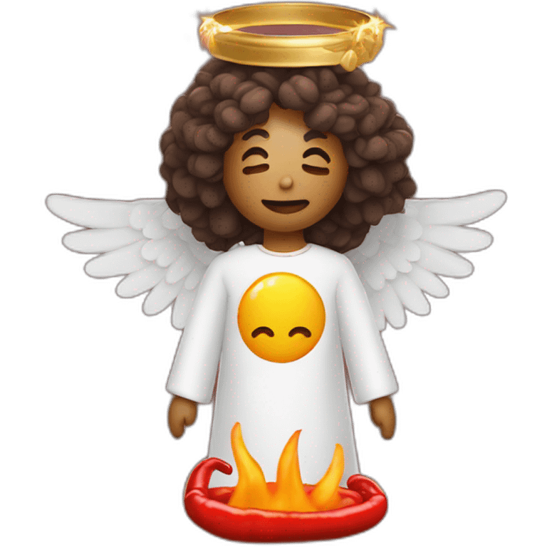 A spicy pepper wearing an angel halo emoji