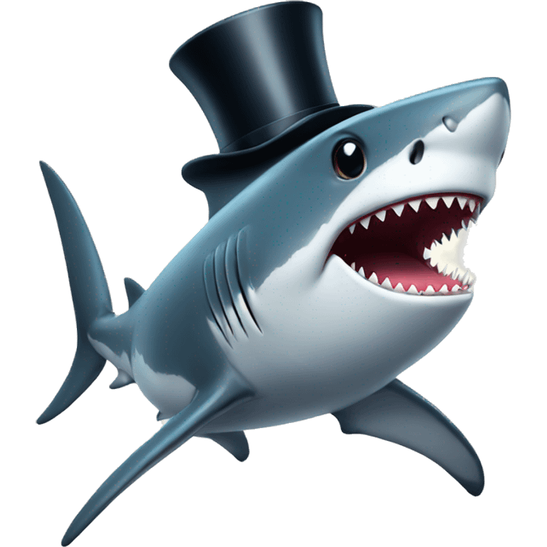 Shark with a top hat and standing  emoji