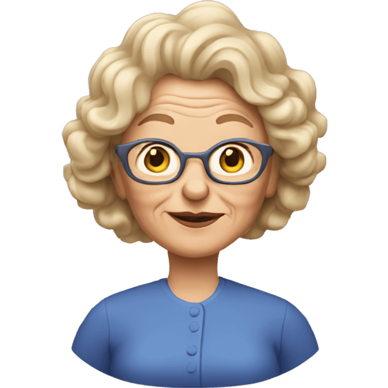 grandma with very half long curly blonde hair with no glasses emoji