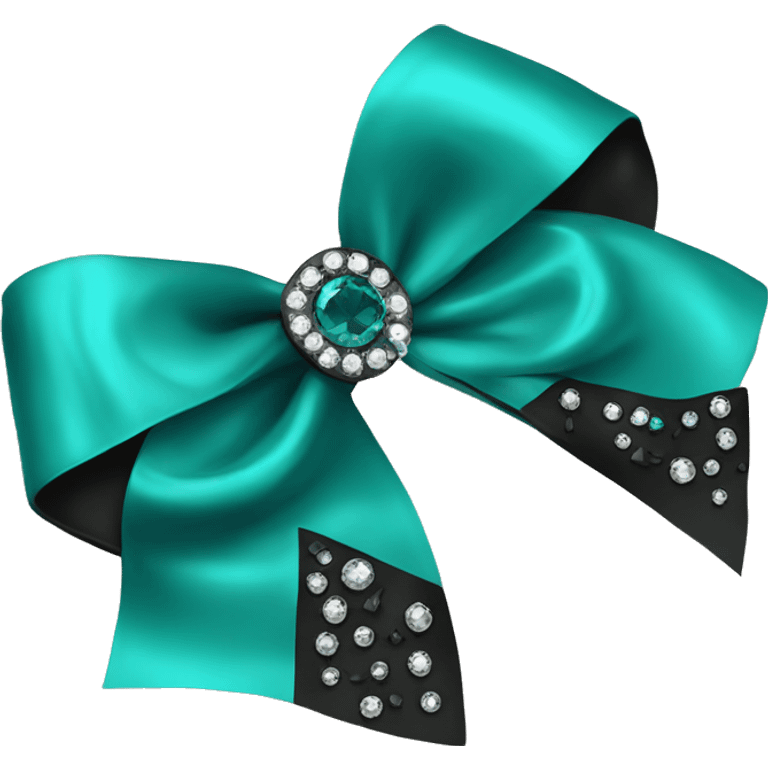 teal and black bow with rhinestones emoji