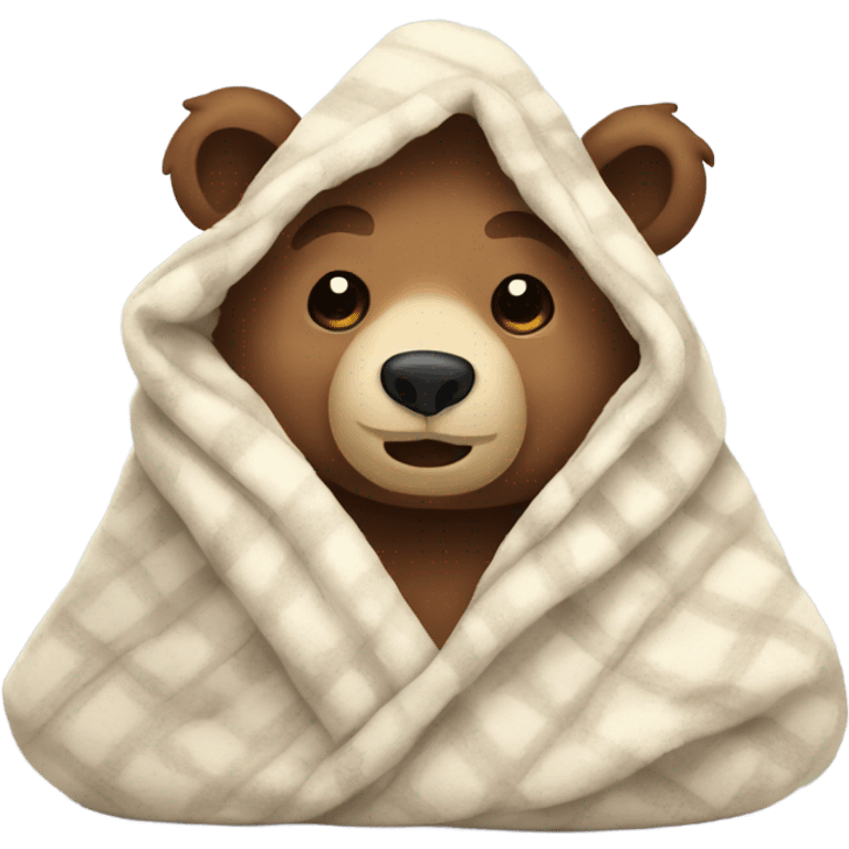 bear cozy in blanket emoji