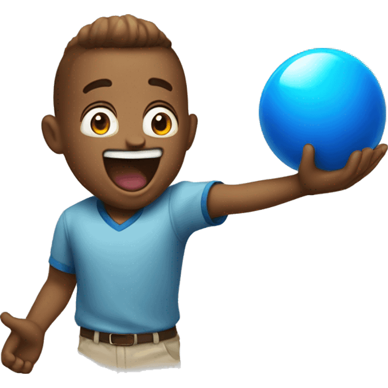 a blue ball happy and exited emoji