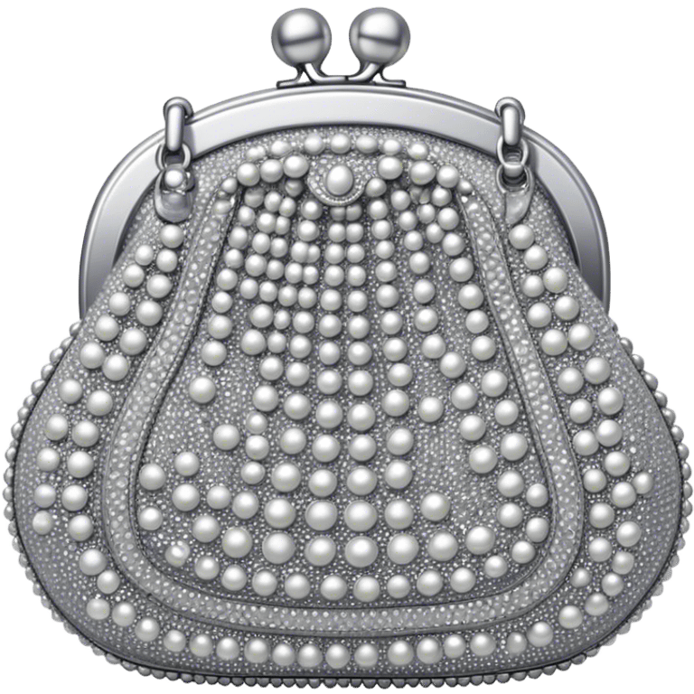 Silver sparkly beaded purse emoji