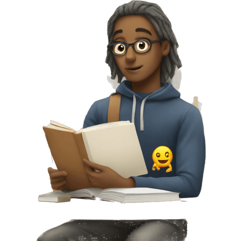 Student studying with brain emoji