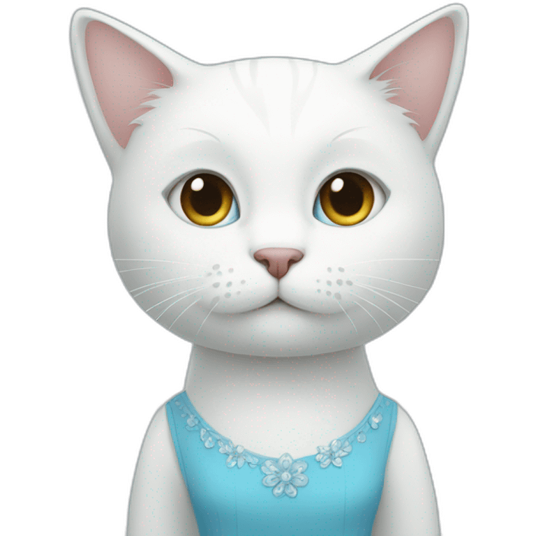 white cat blue dress emoji