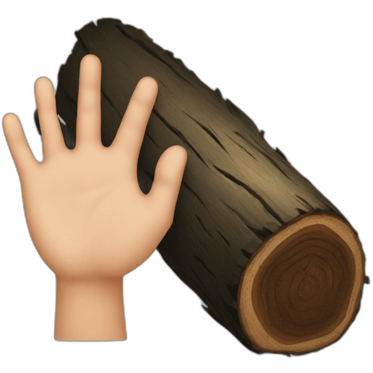 hand with a big black log in it emoji