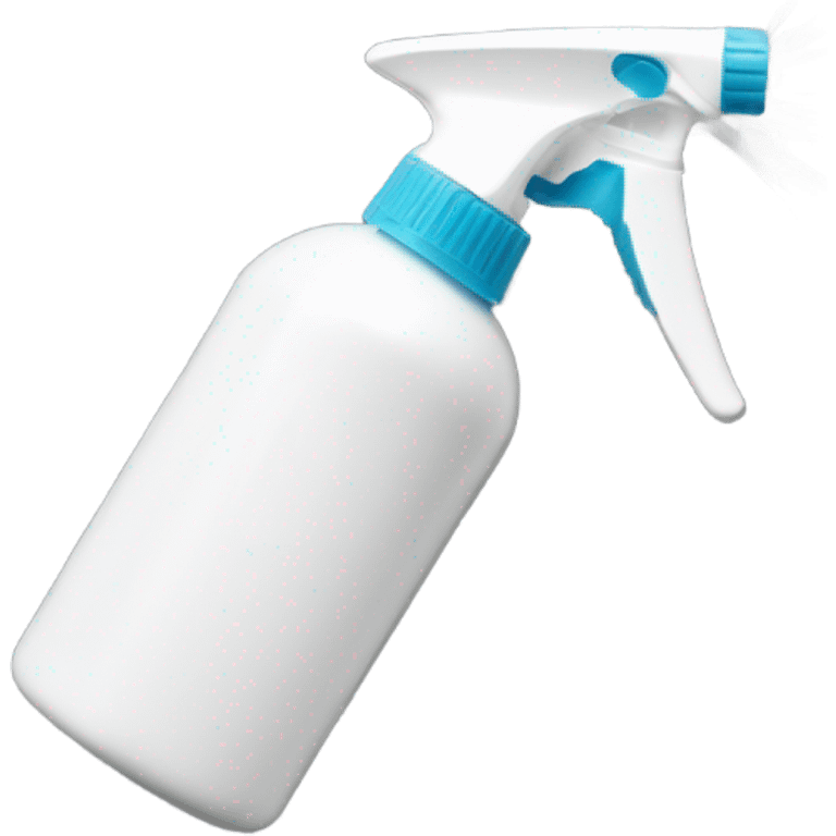 A handheld plastic spray bottle with a transparent container, featuring a long metal nozzle and a white handle emoji