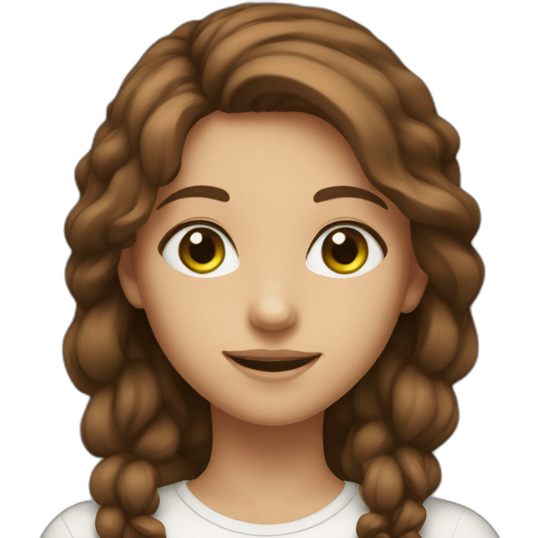 girl, green eyes, brown hair, smile emoji