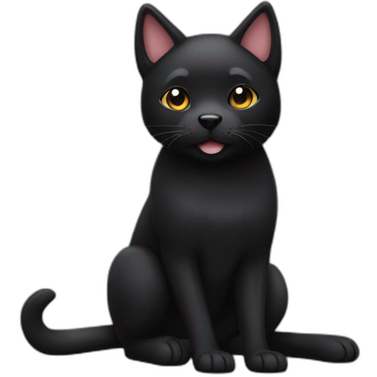 a black cat with a shiba inu emoji