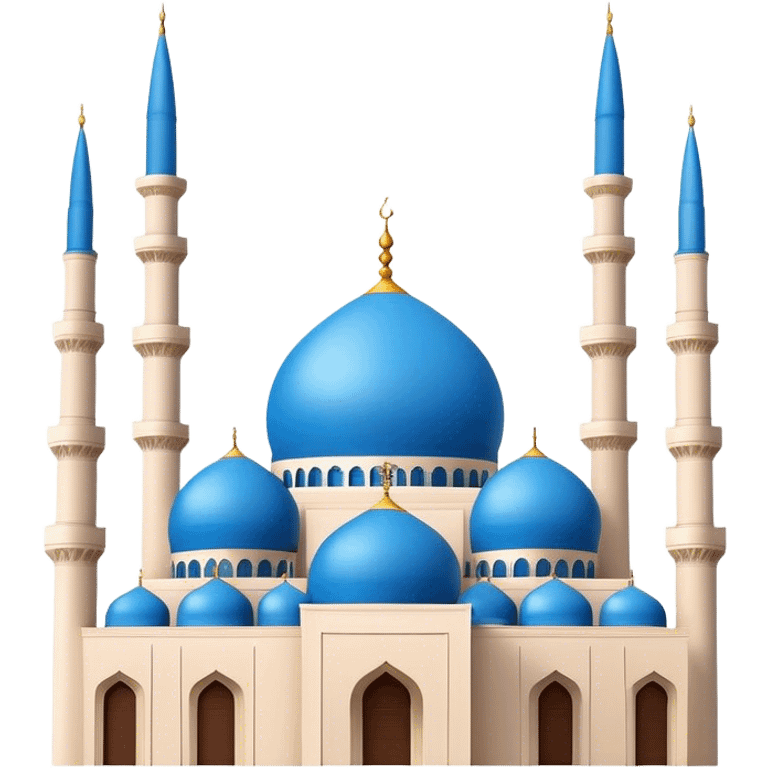 Realistic Mohammad Al-Amin Mosque Landmark Emoji, highlighting its striking blue dome, tall minarets, and elegant Arabic calligraphy. emoji