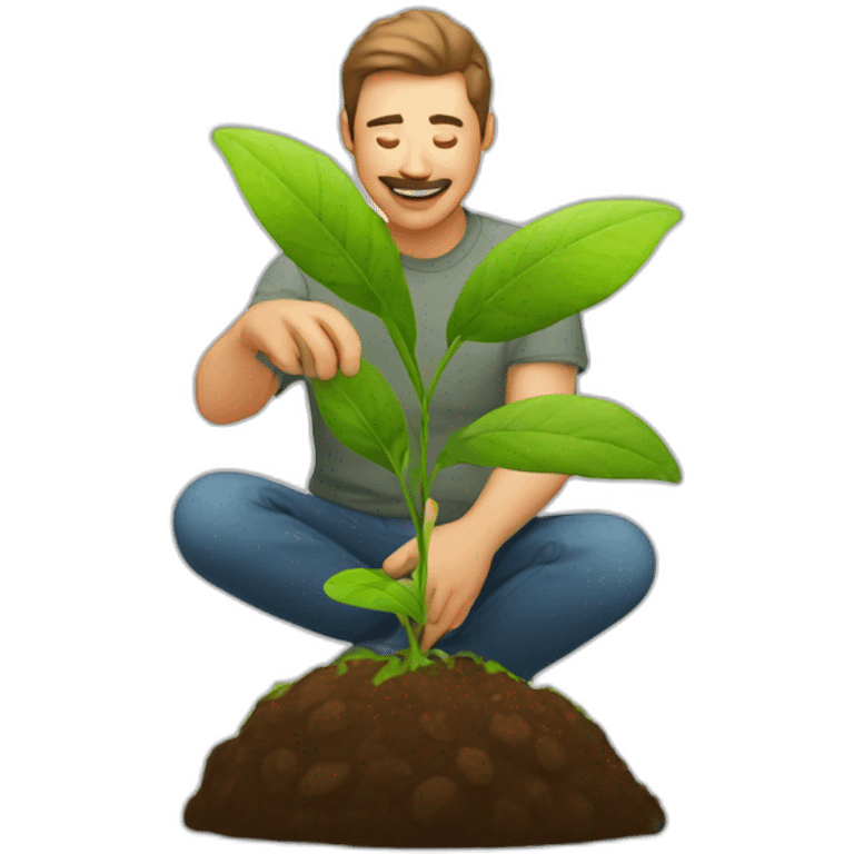 man patting a plant emoji