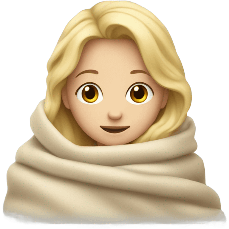 Blonde hair girl cozy under a blanket emoji