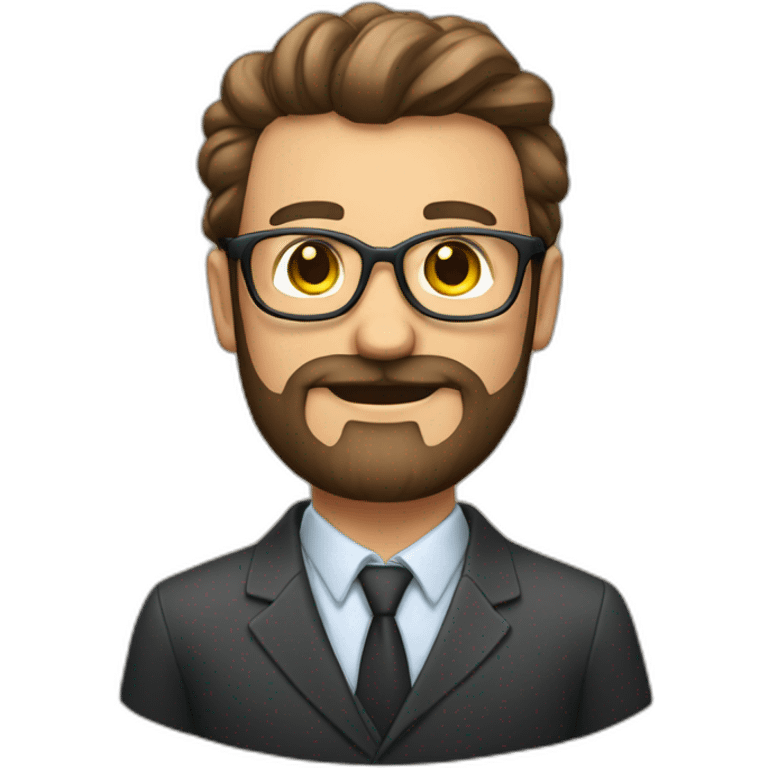 Profesor con pelo moreno, barba y gafas emoji