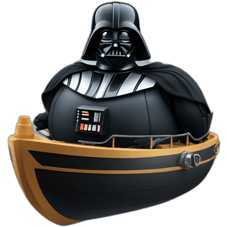 Fat Darth Vader on a ship emoji