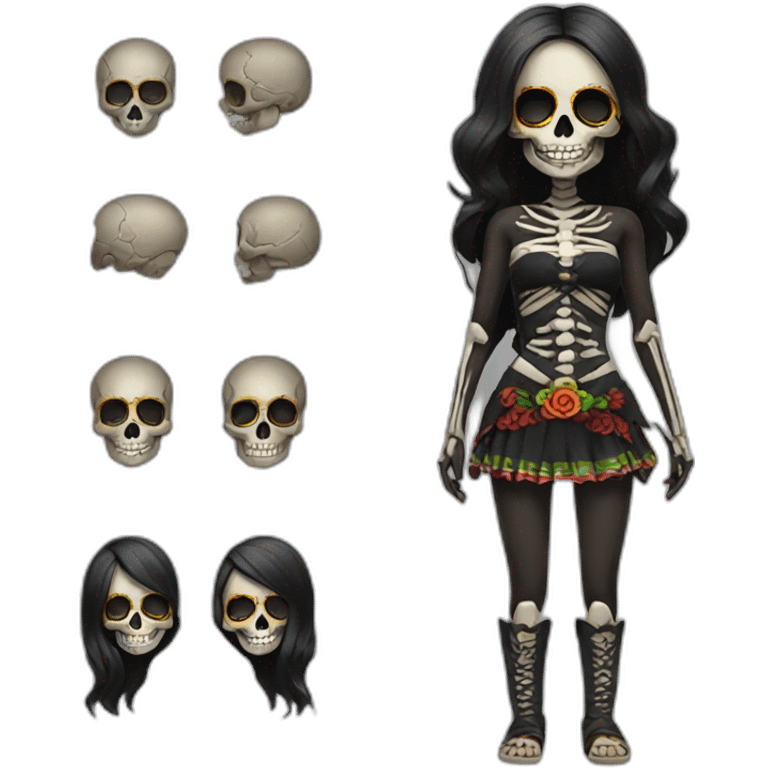 Skull girl mexican full body emoji