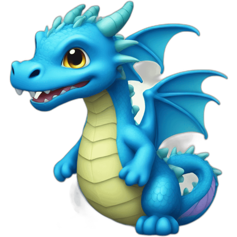 a cute dragon with blue emoji