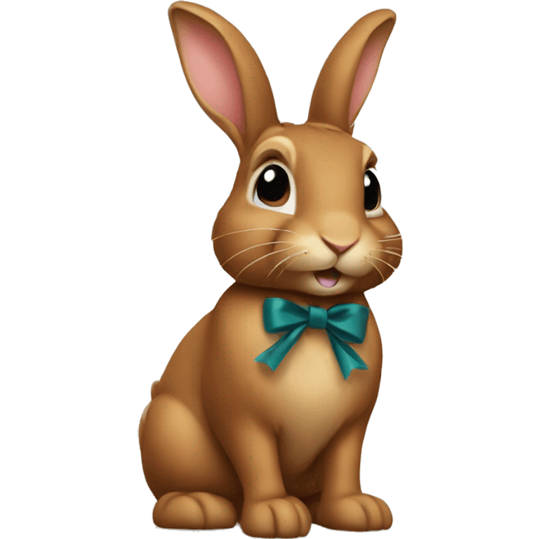 Brown rabbit wearing a bow emoji