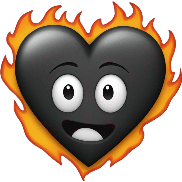 Black heart with flames around it emoji