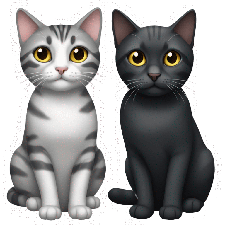 grey tabby cat and black white cat emoji