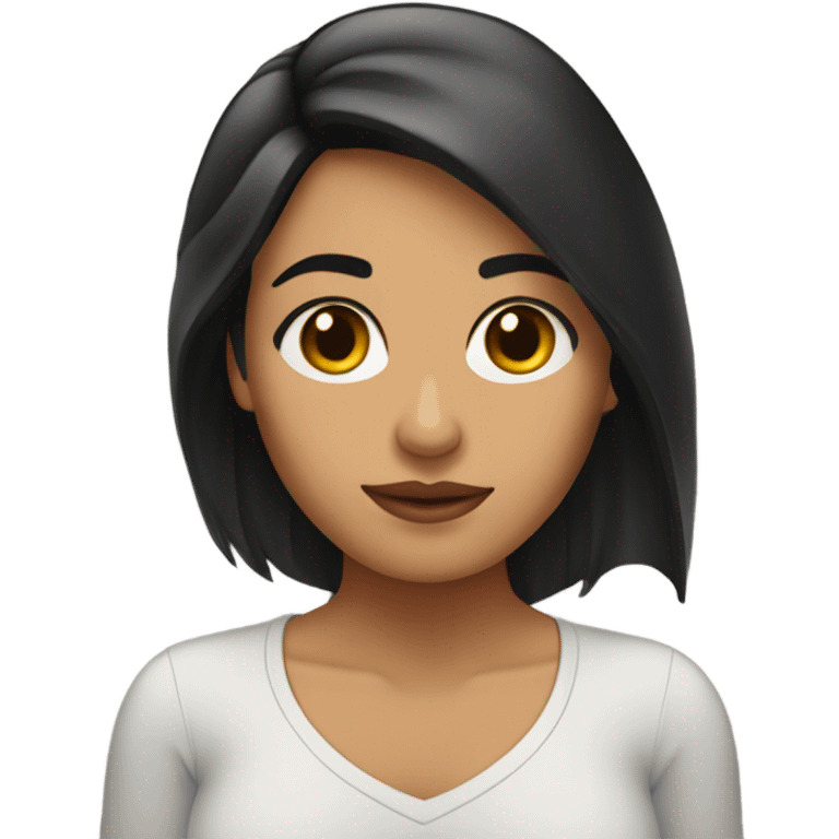 Mujer morena, cabello lacio corto hasta los hombros  emoji