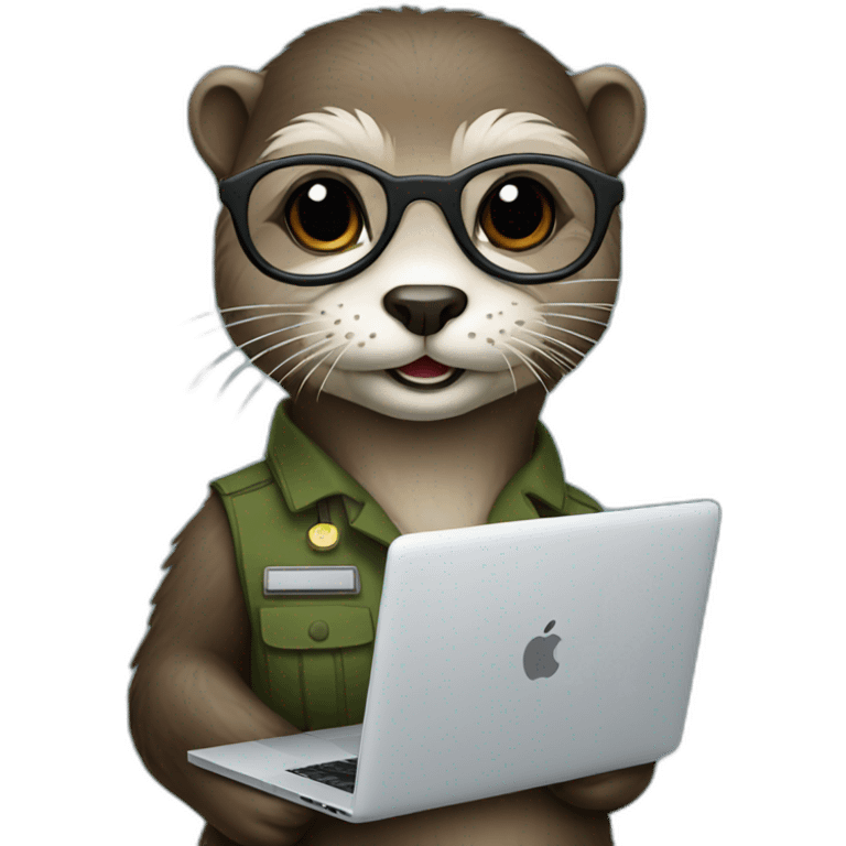 female vet otter with glasses with a macbook emoji