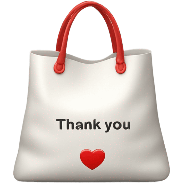 White bag with thank you in red written on it repeating  emoji