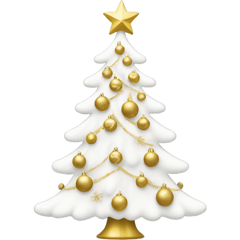 white Christmas tree with gold ornaments  emoji