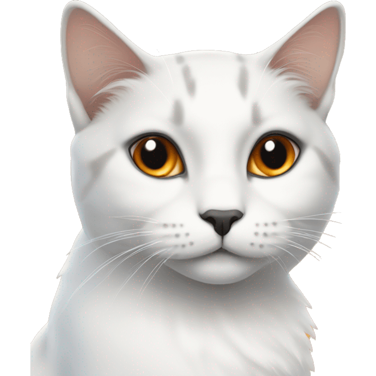 White calico cat with orange on top right of head, black on top left emoji