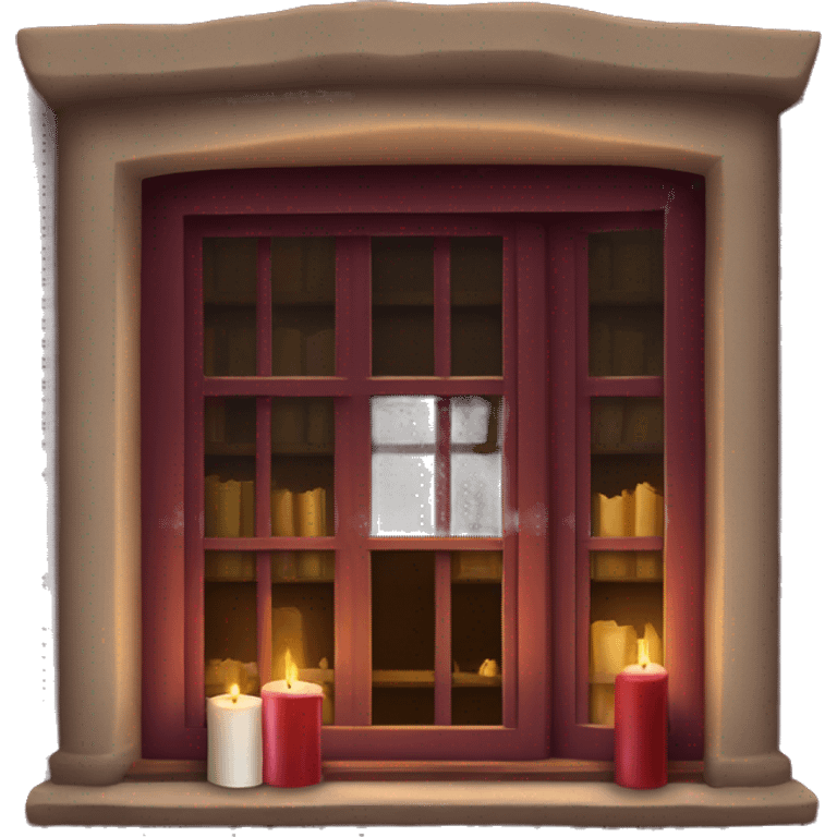 Books and candles entering for a window burgundy emoji