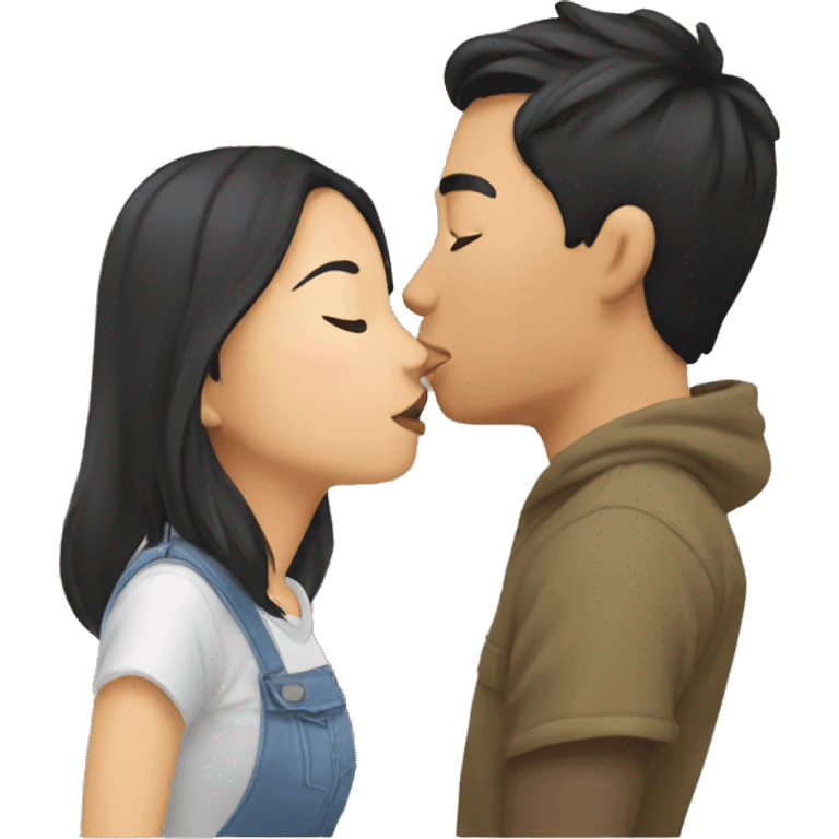 Asian Bf&gf kissing  emoji