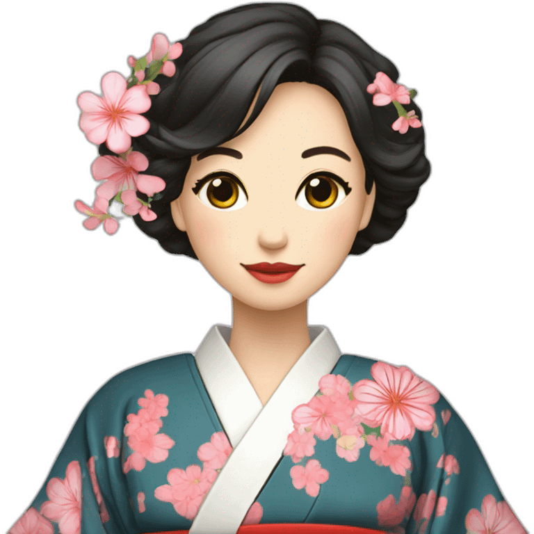 Un kimono court et fleuri  emoji