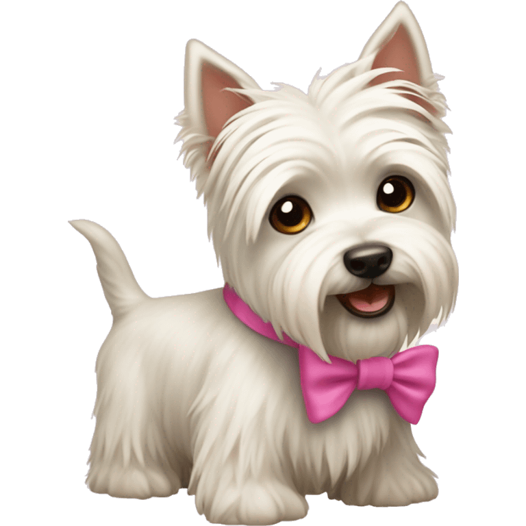 Weestie highland terrier with a pink bow emoji