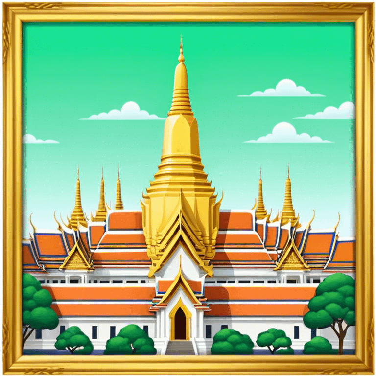 Grand Palace Bangkok Landmark Emoji – Featuring golden spires, Thai architecture, and the Emerald Buddha Temple. emoji