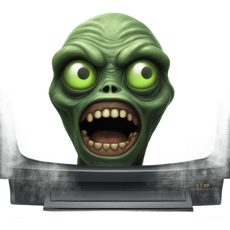 a realistic scary alien on a TV screen emoji