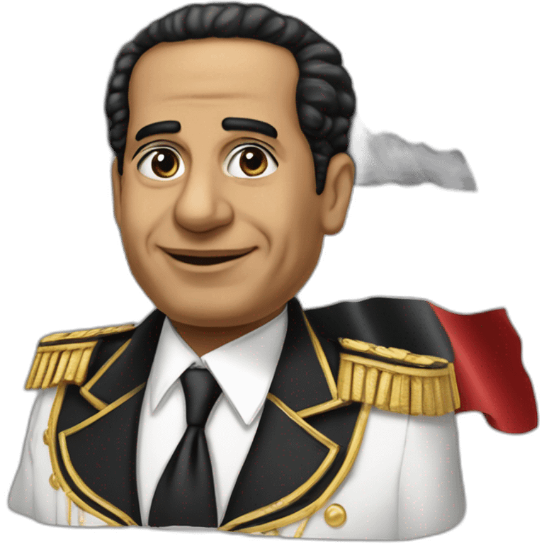 Satirical cartoon Egyptian President Canidate Ahmed Tantawy in a tuxedo with egyptian flag emoji