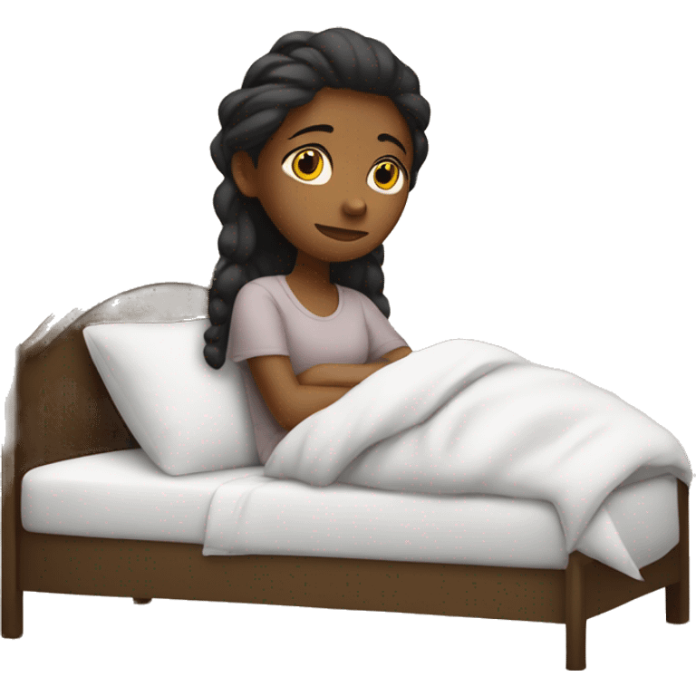 Girl resting in bed  emoji