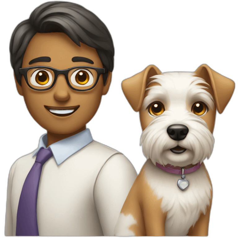 Man with glasses anda woman with a westie dog girl emoji