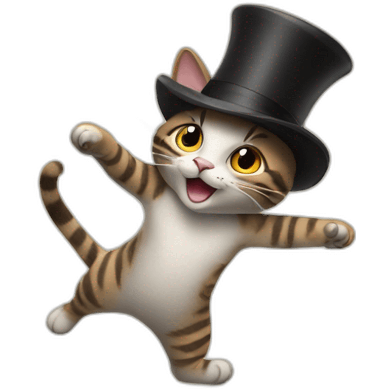 cat dancing with a hat  emoji