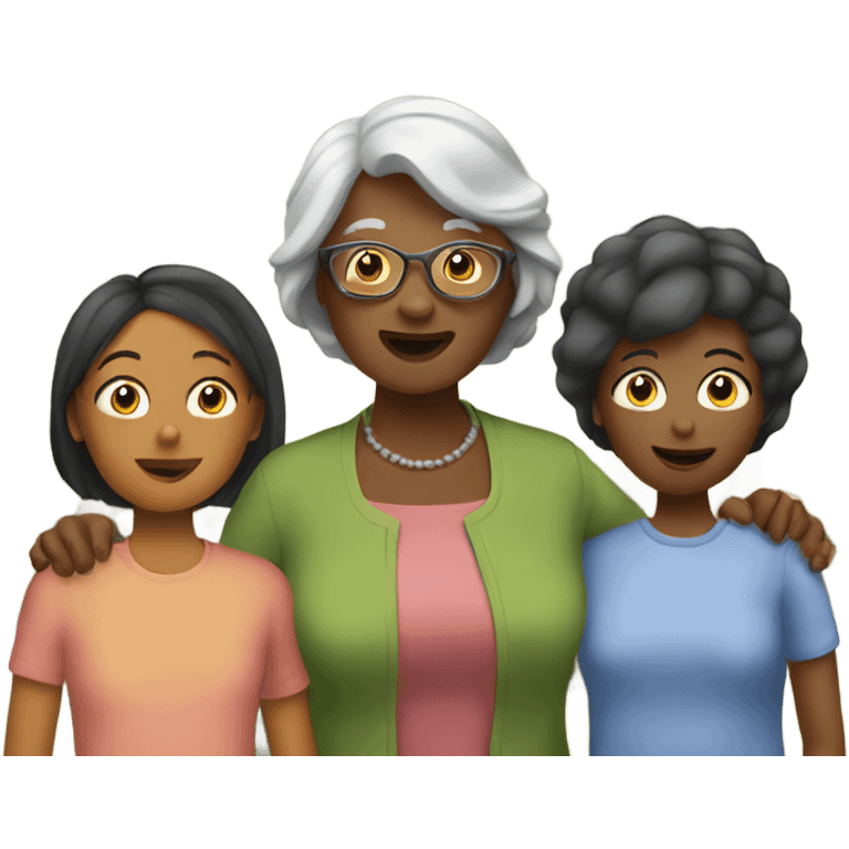 A woman visiting her grandma, aunt and cousin emoji